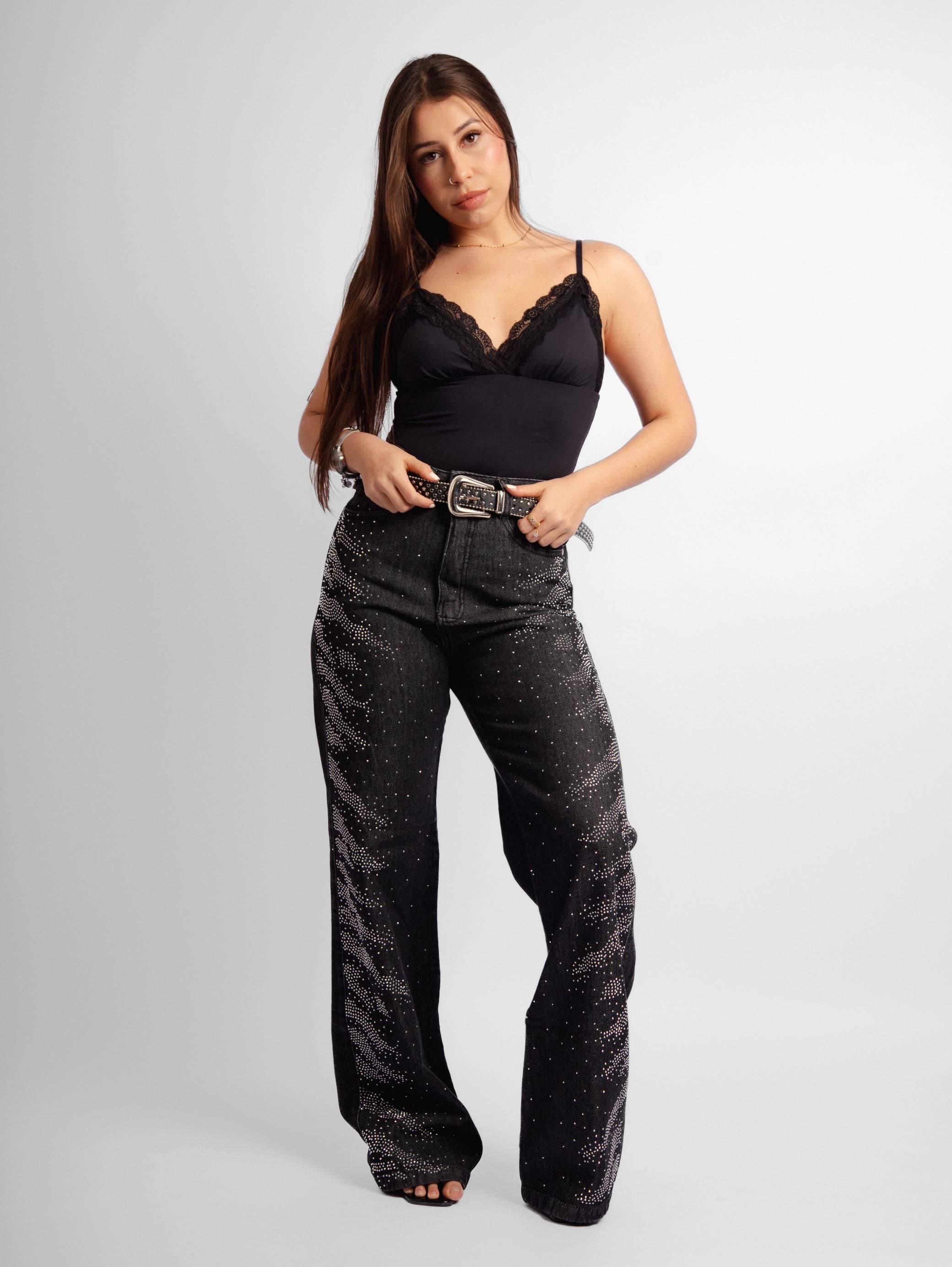 Calça jeans brilho Skye