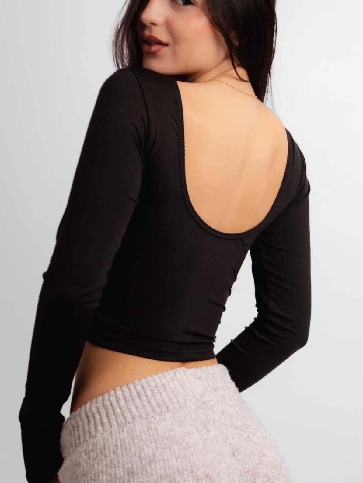 Top manga longa costas nuas Malibu