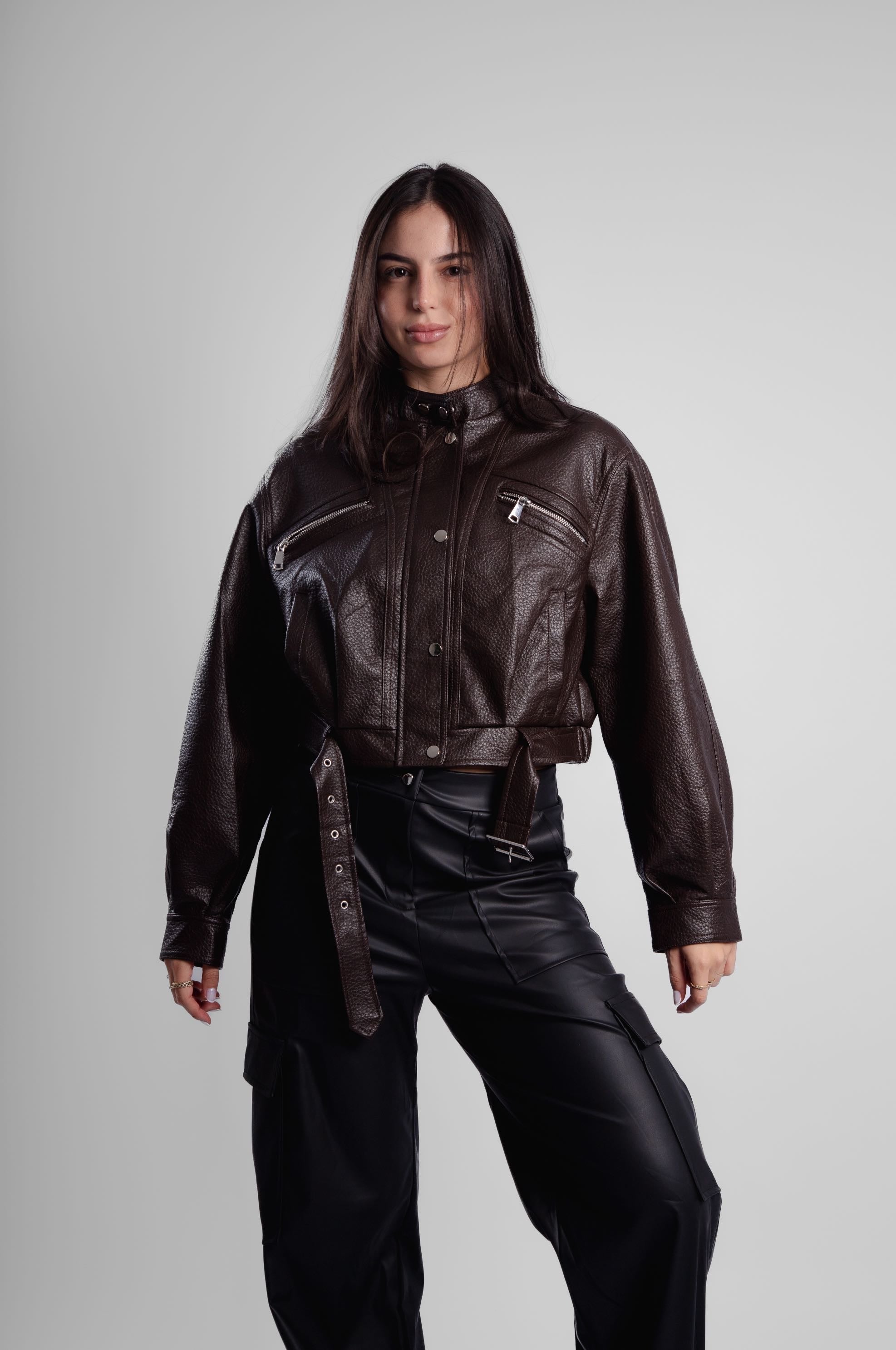 Jaqueta couro jogar oversize forrada Berlim