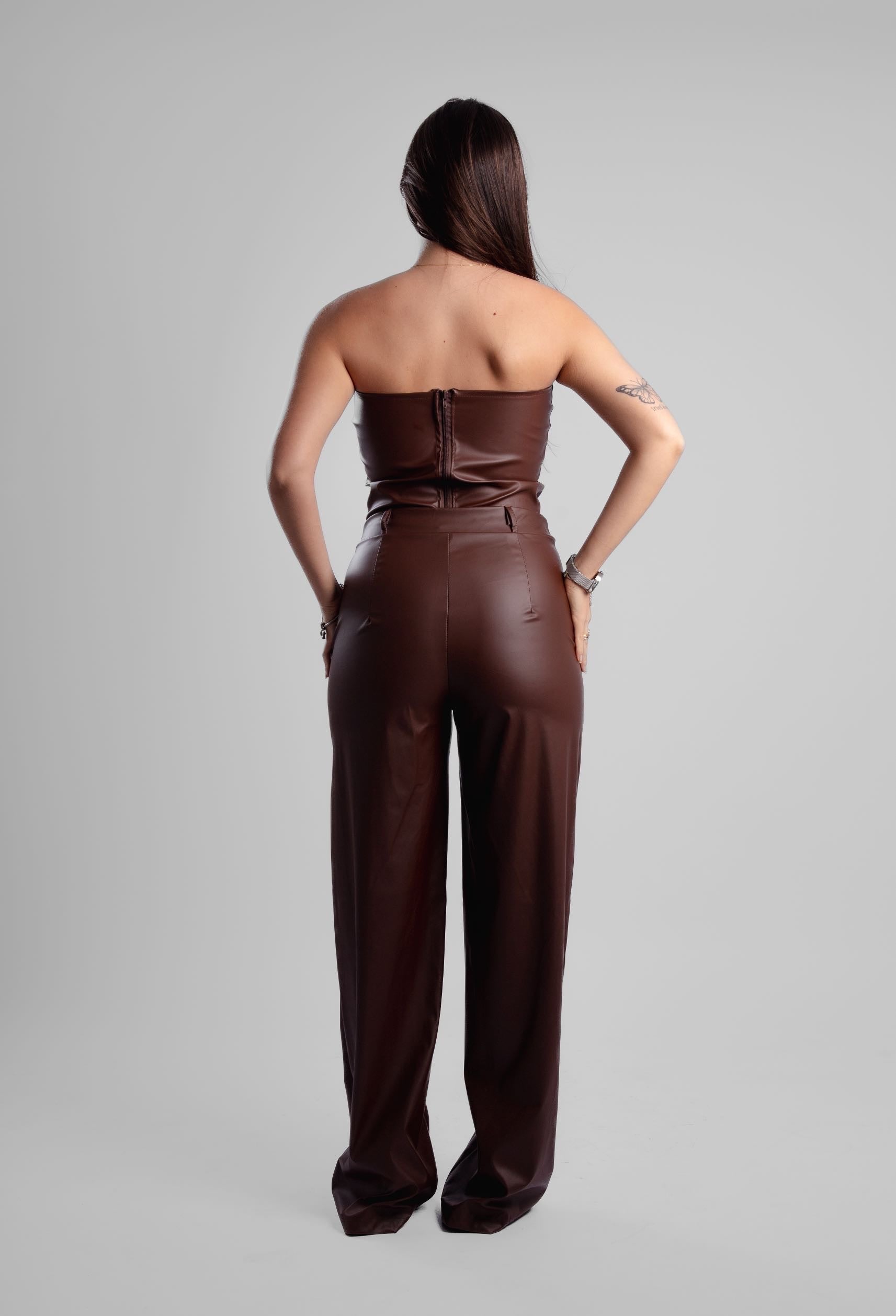 Calça reta courino Paris