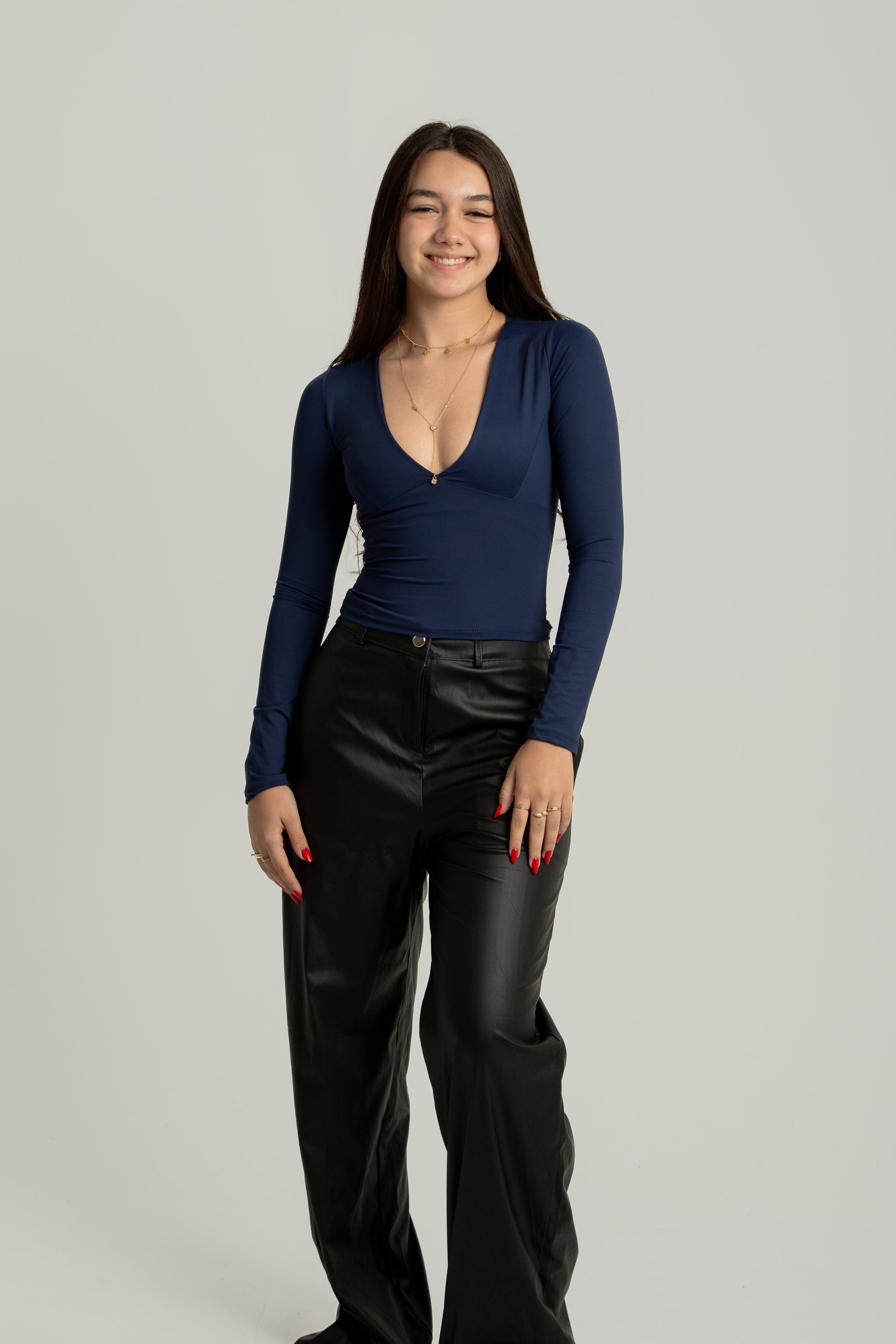 Calça reta courino Paris