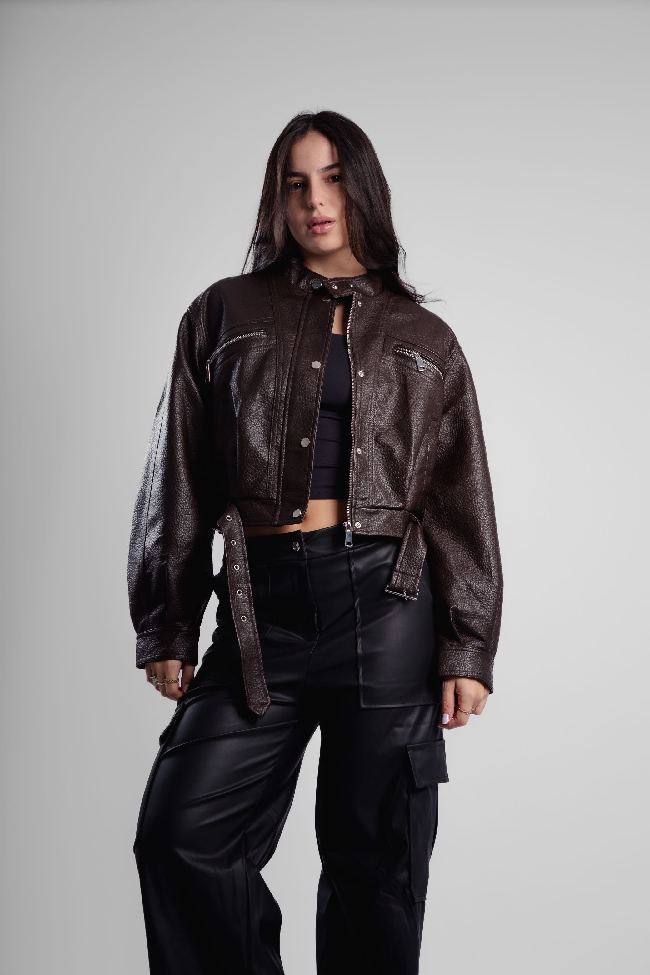 Jaqueta couro jogar oversize forrada Berlim