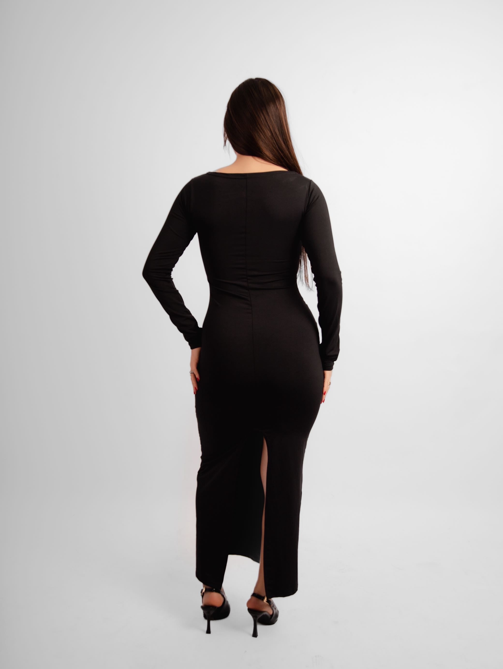 Vestido manga longa decote quadrado Giulia