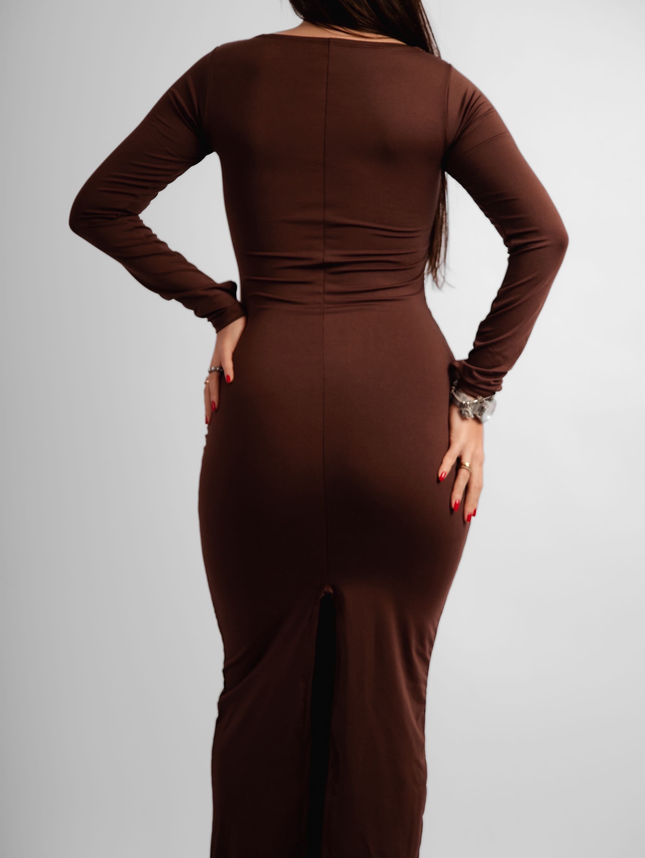Vestido manga longa decote quadrado Giulia