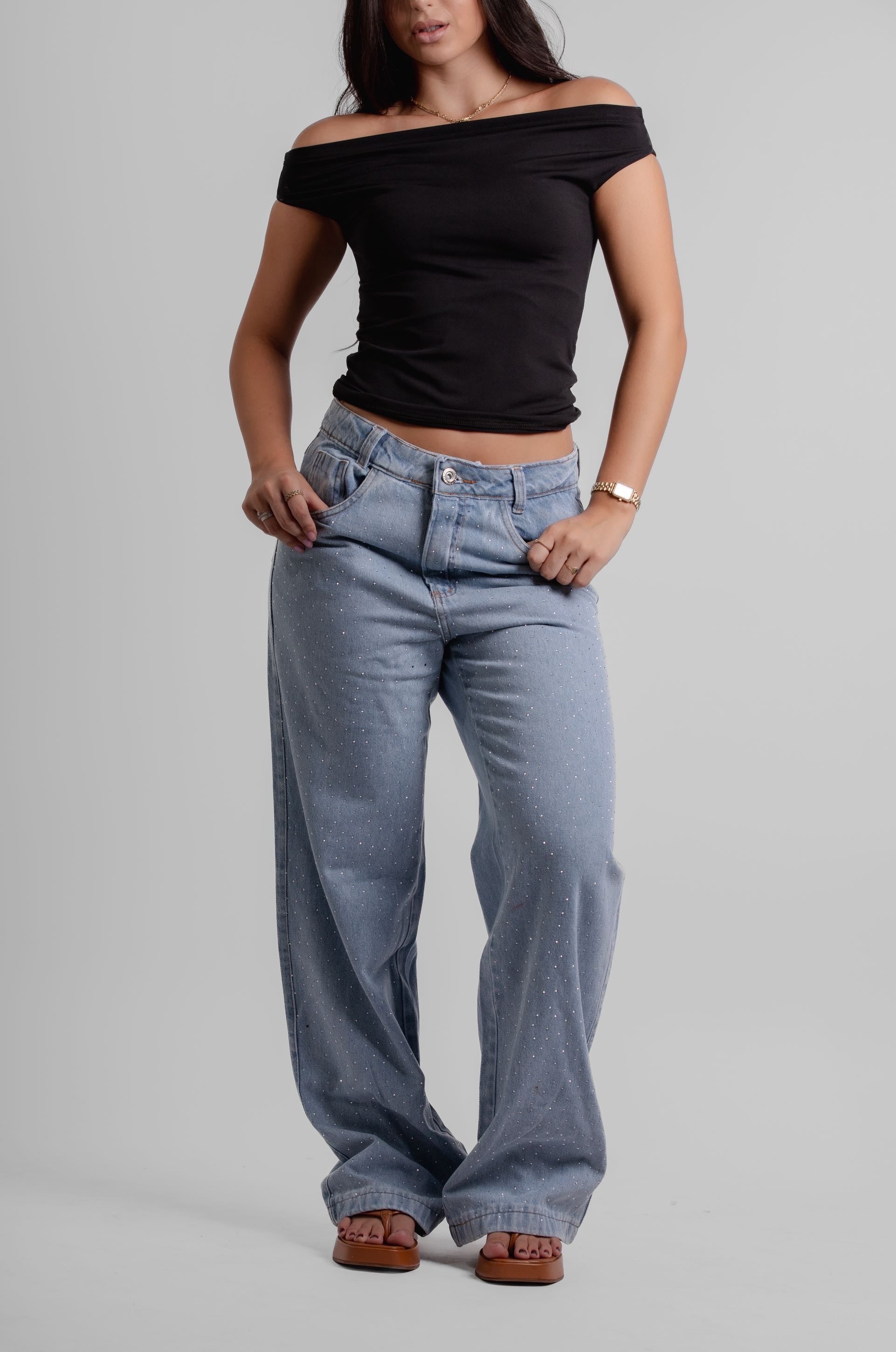 Calça reta brilho Bali