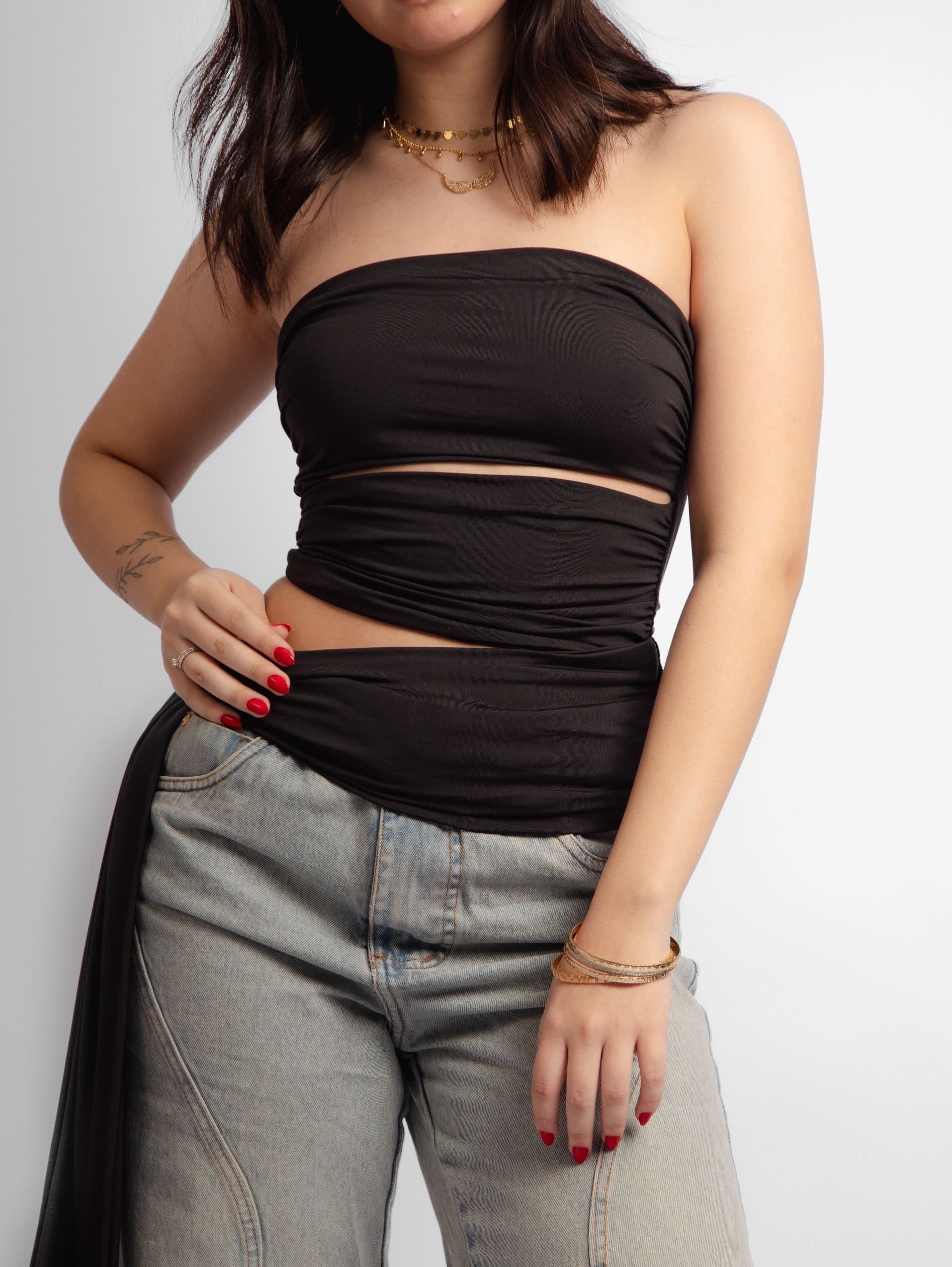 Top tomara que caia recorte Ruby