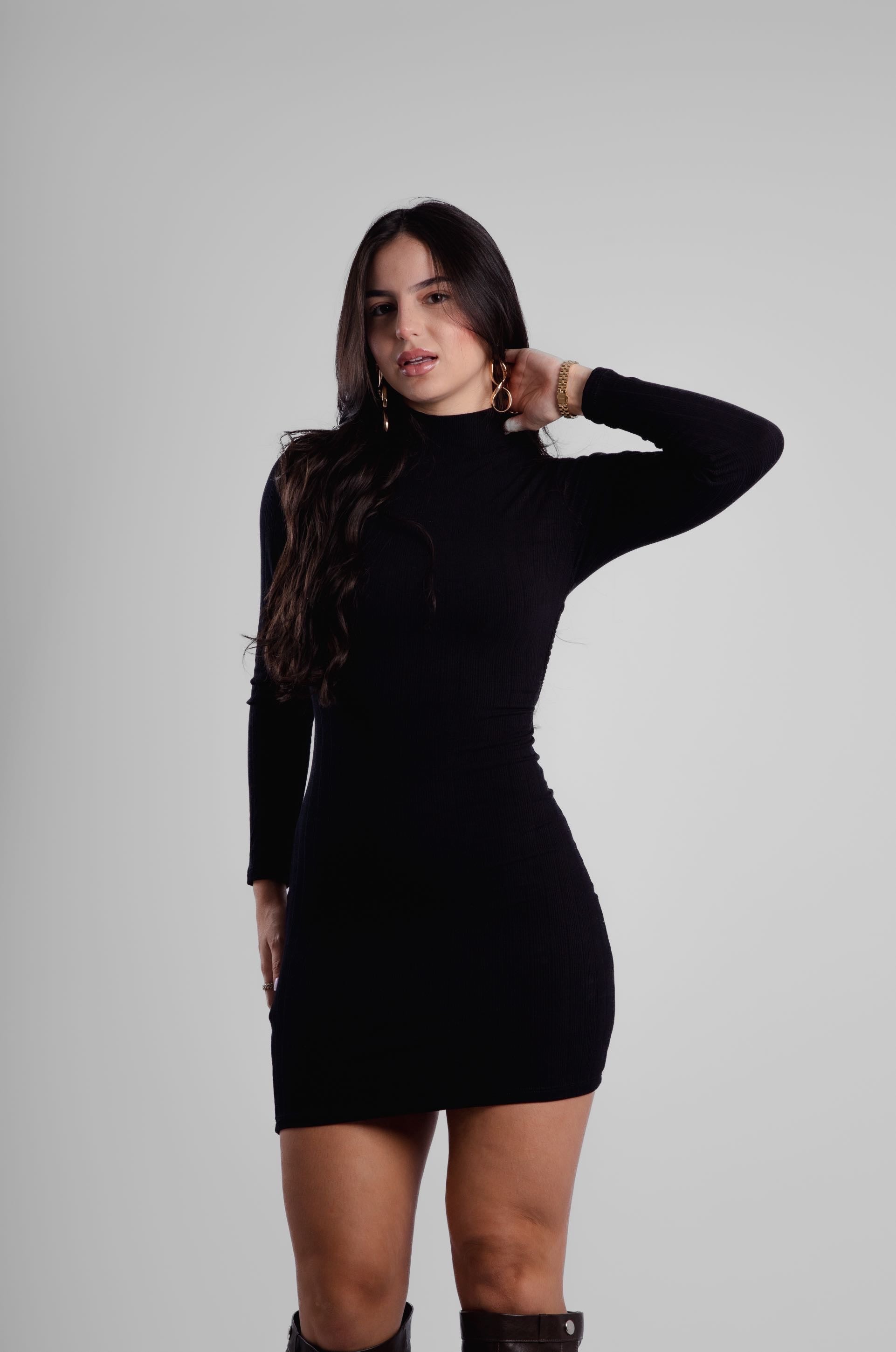 Vestido canelado curto costas nuas Nath