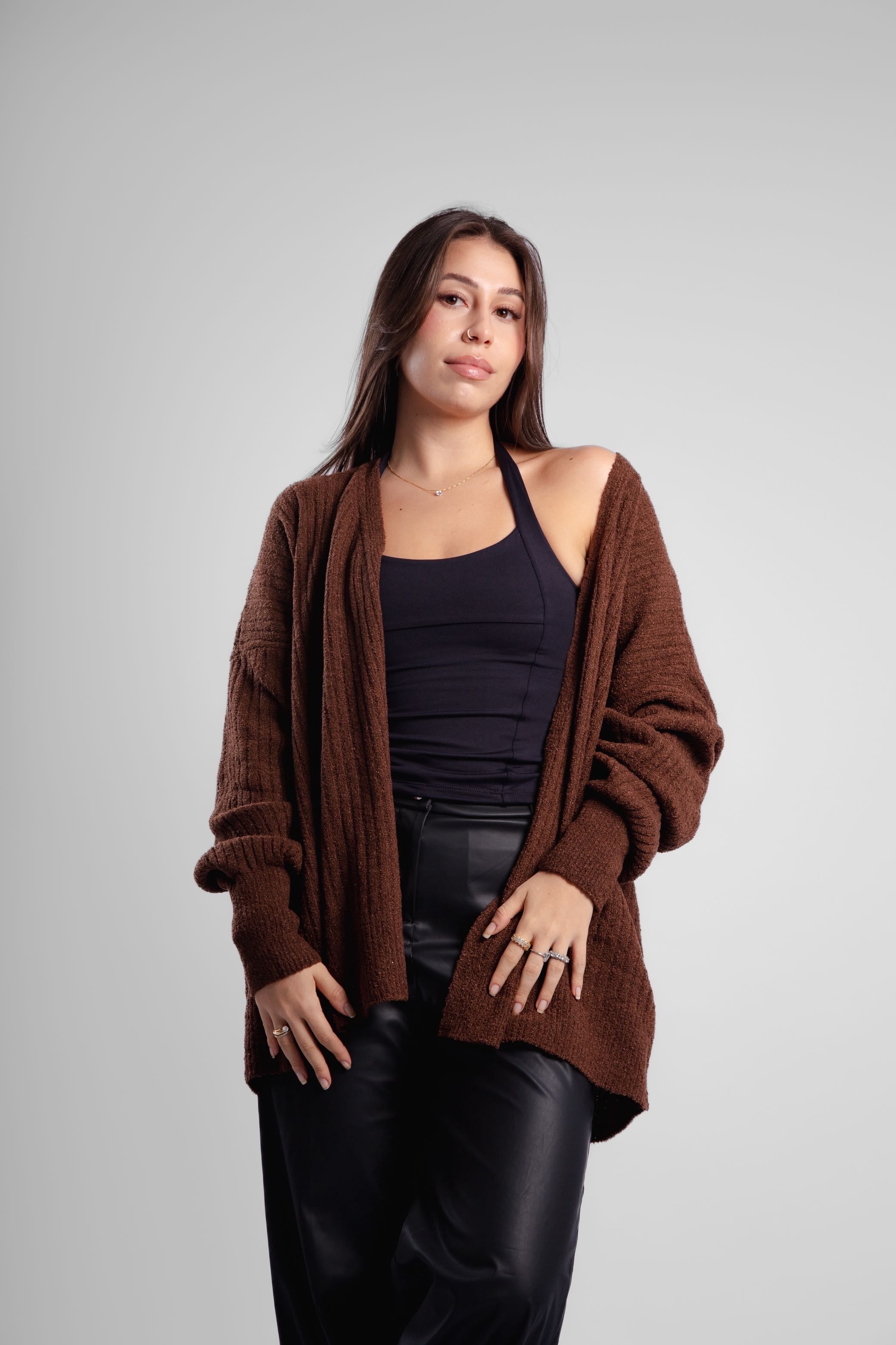 Cardigan fluido longo tricô Santiago