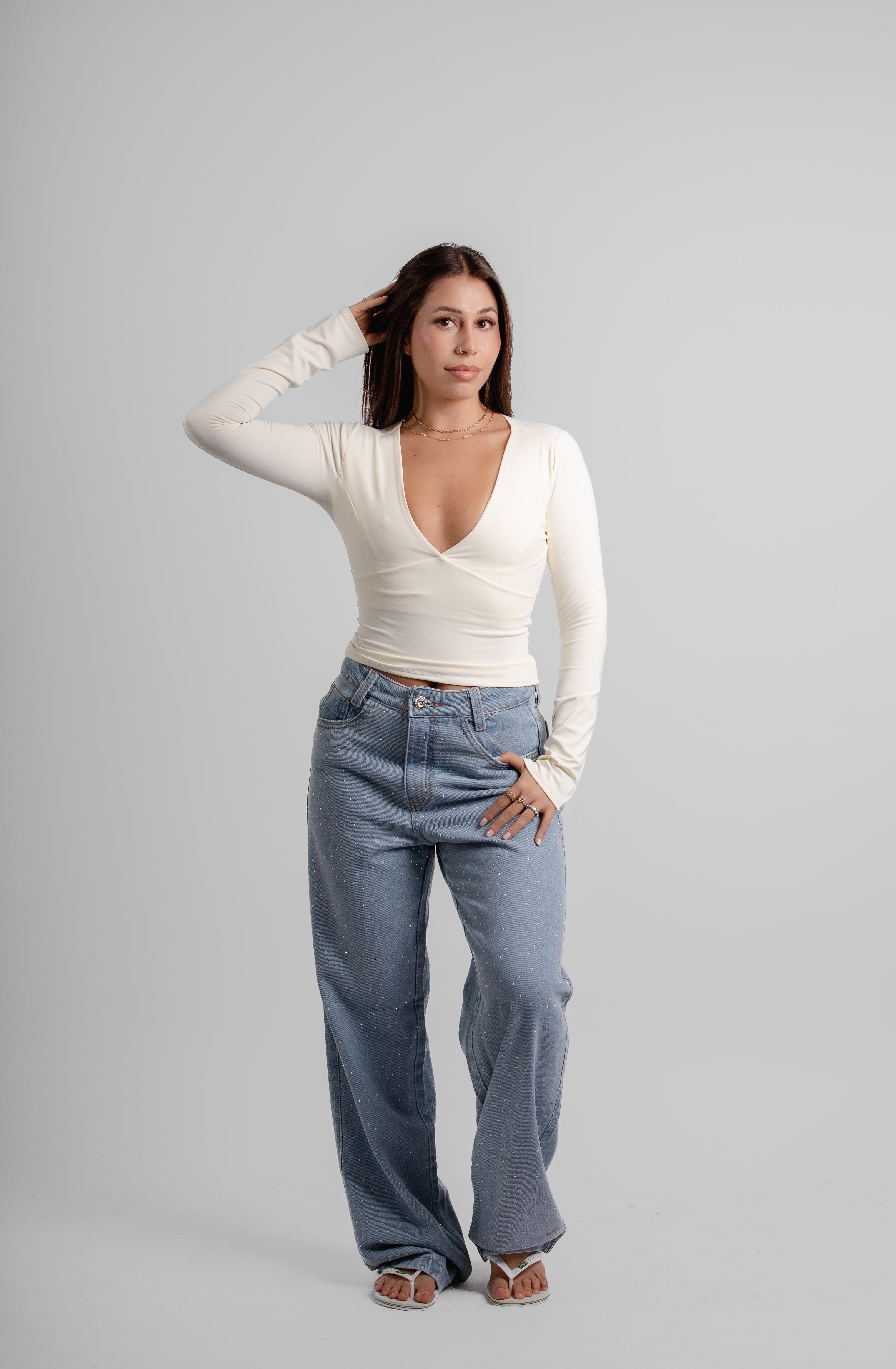 Calça reta brilho Bali