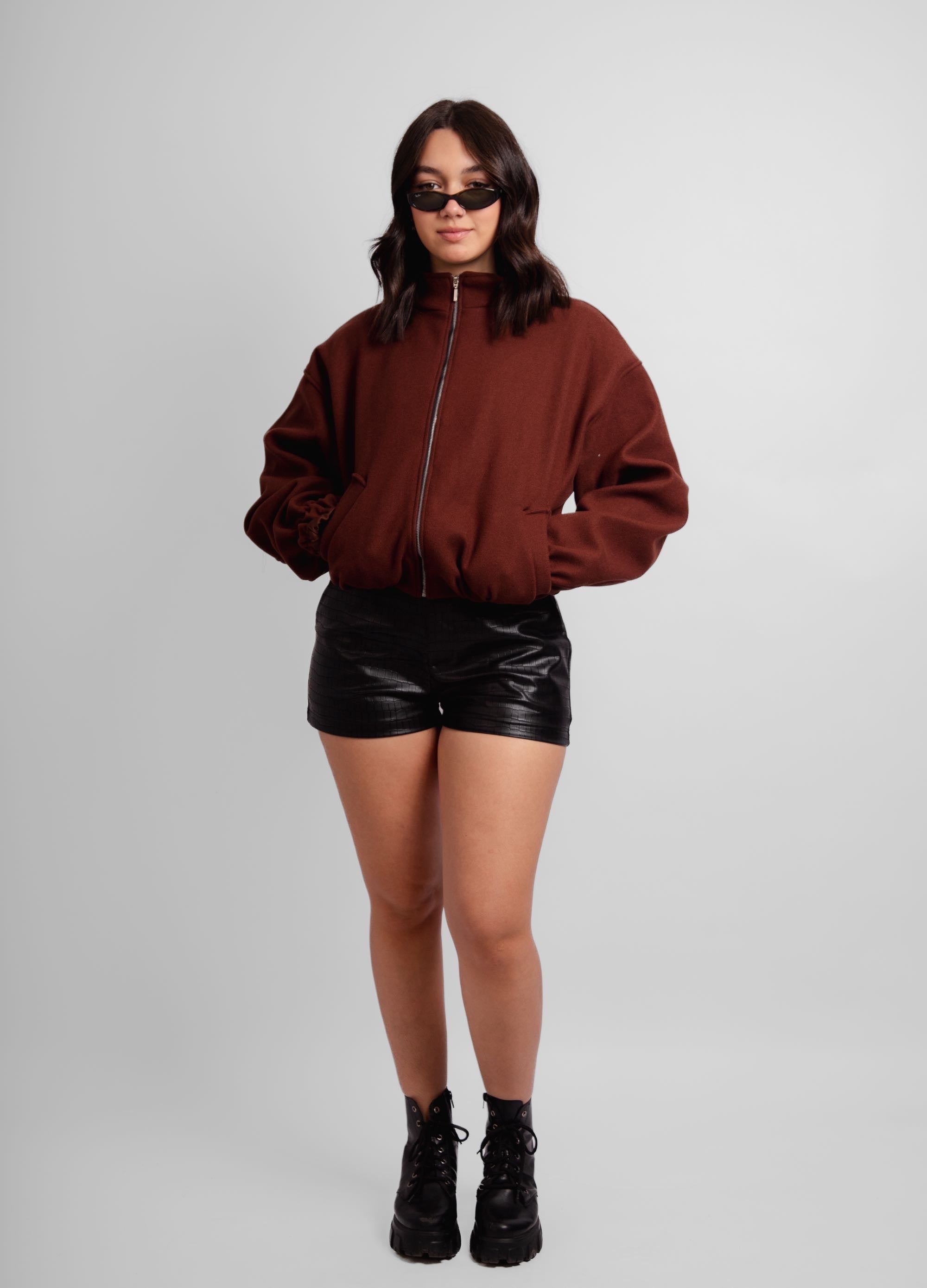 Jaqueta bomber de lã batida Sierra
