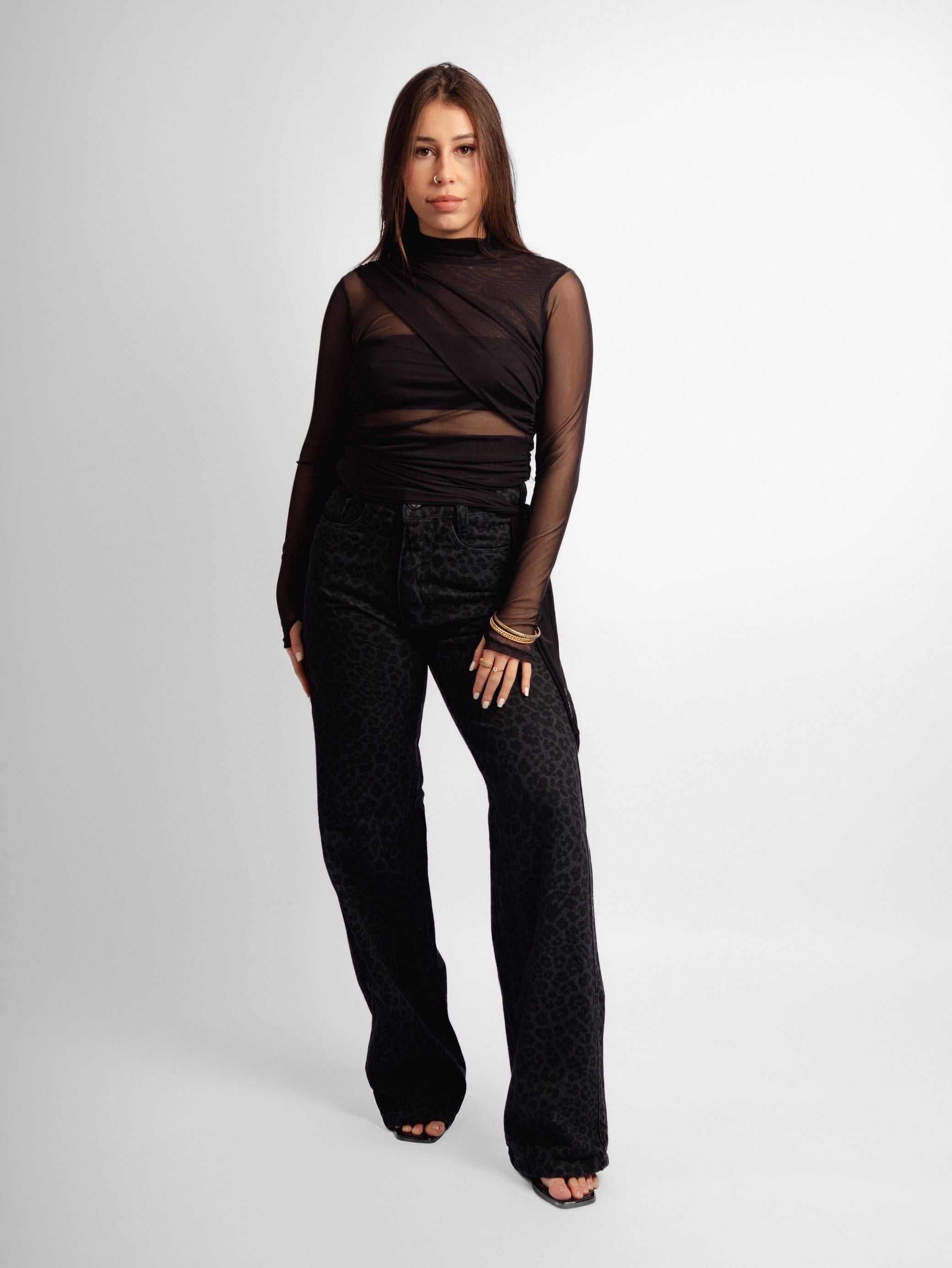 Calça jeans animal print ounce