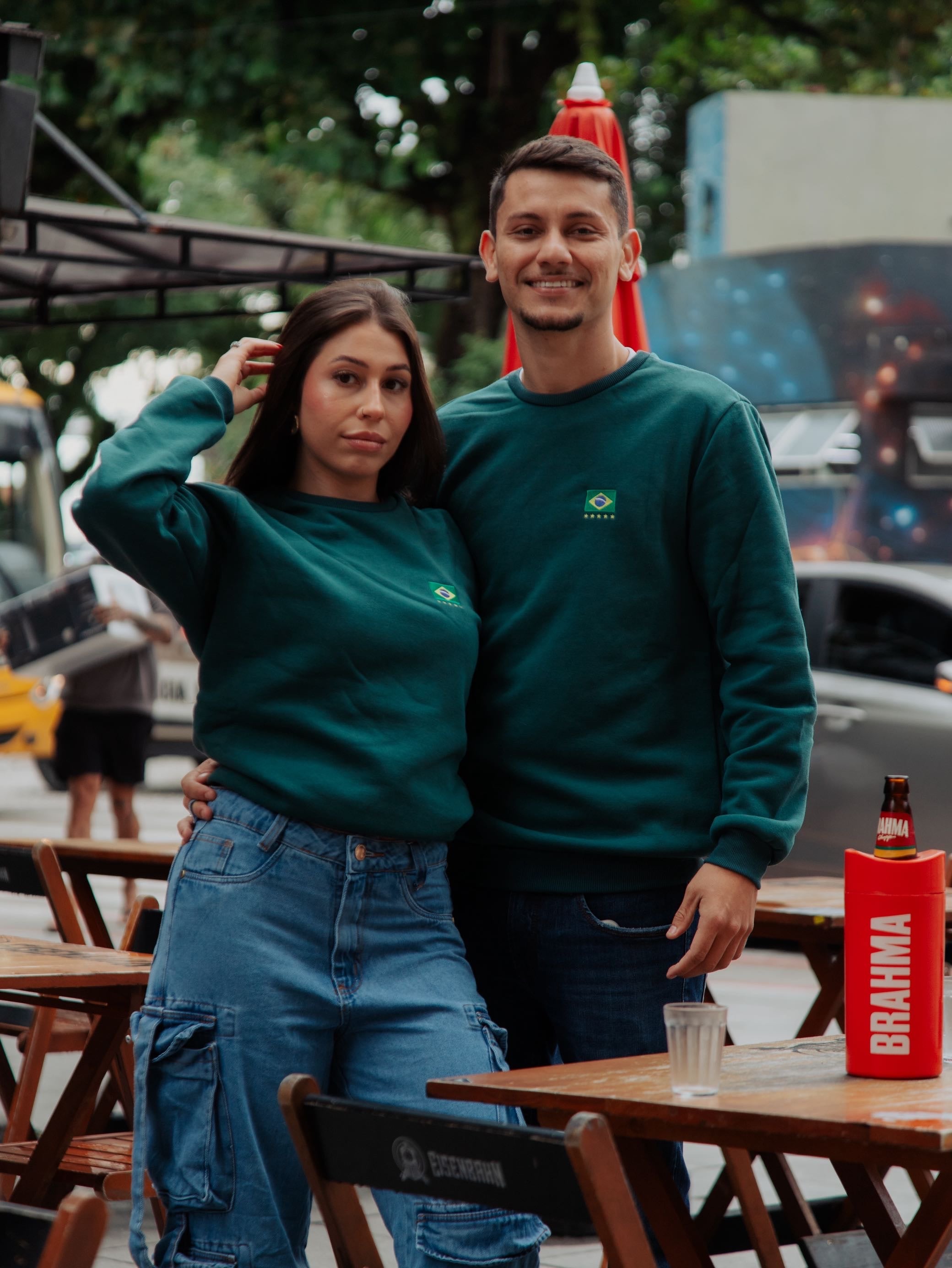 Moletom careca unissex bandeira duo casal