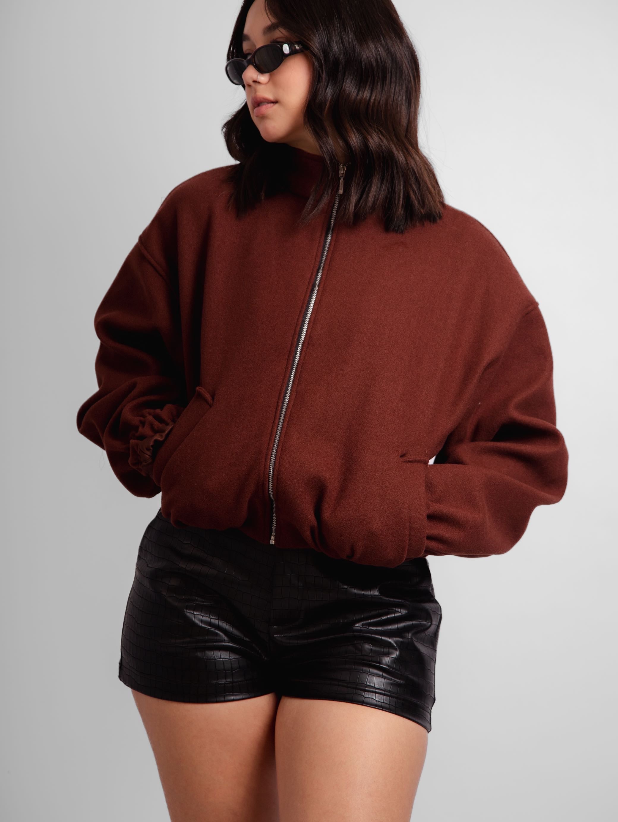 Jaqueta bomber de lã batida Sierra