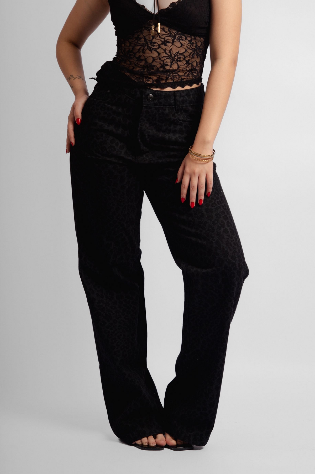 Calça jeans animal print ounce