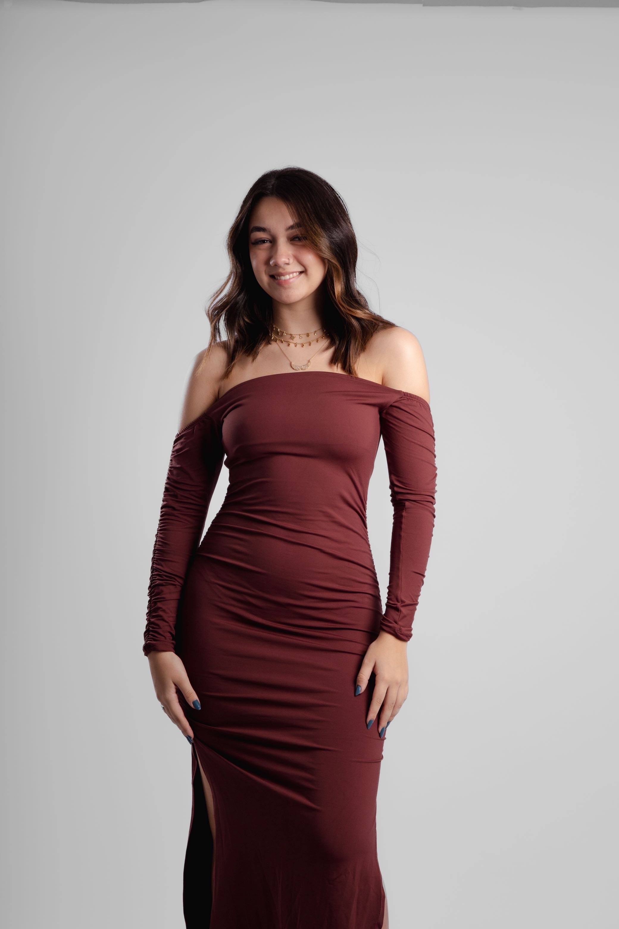 Vestido manga longa longo Munique