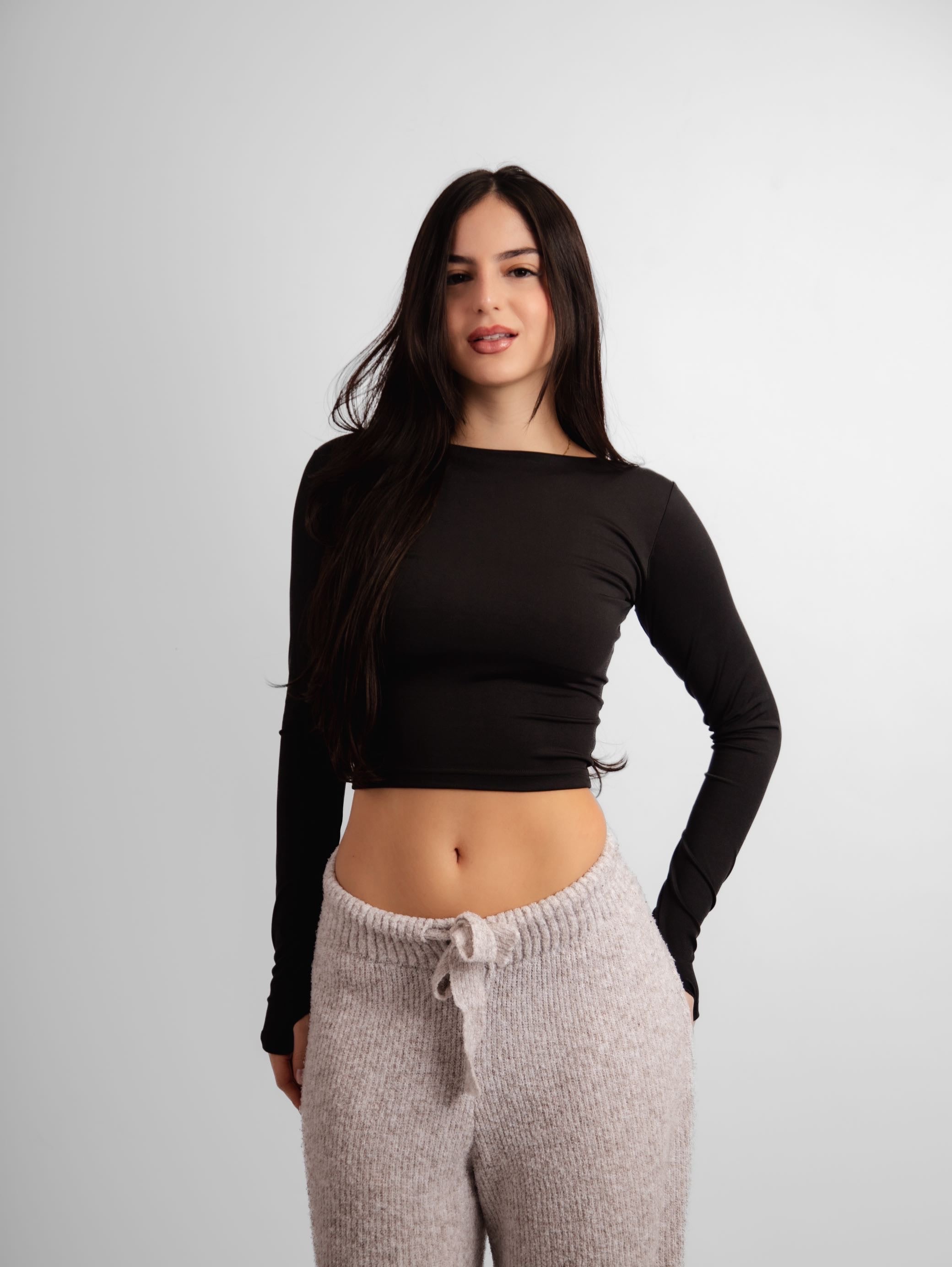 Top manga longa costas nuas Malibu