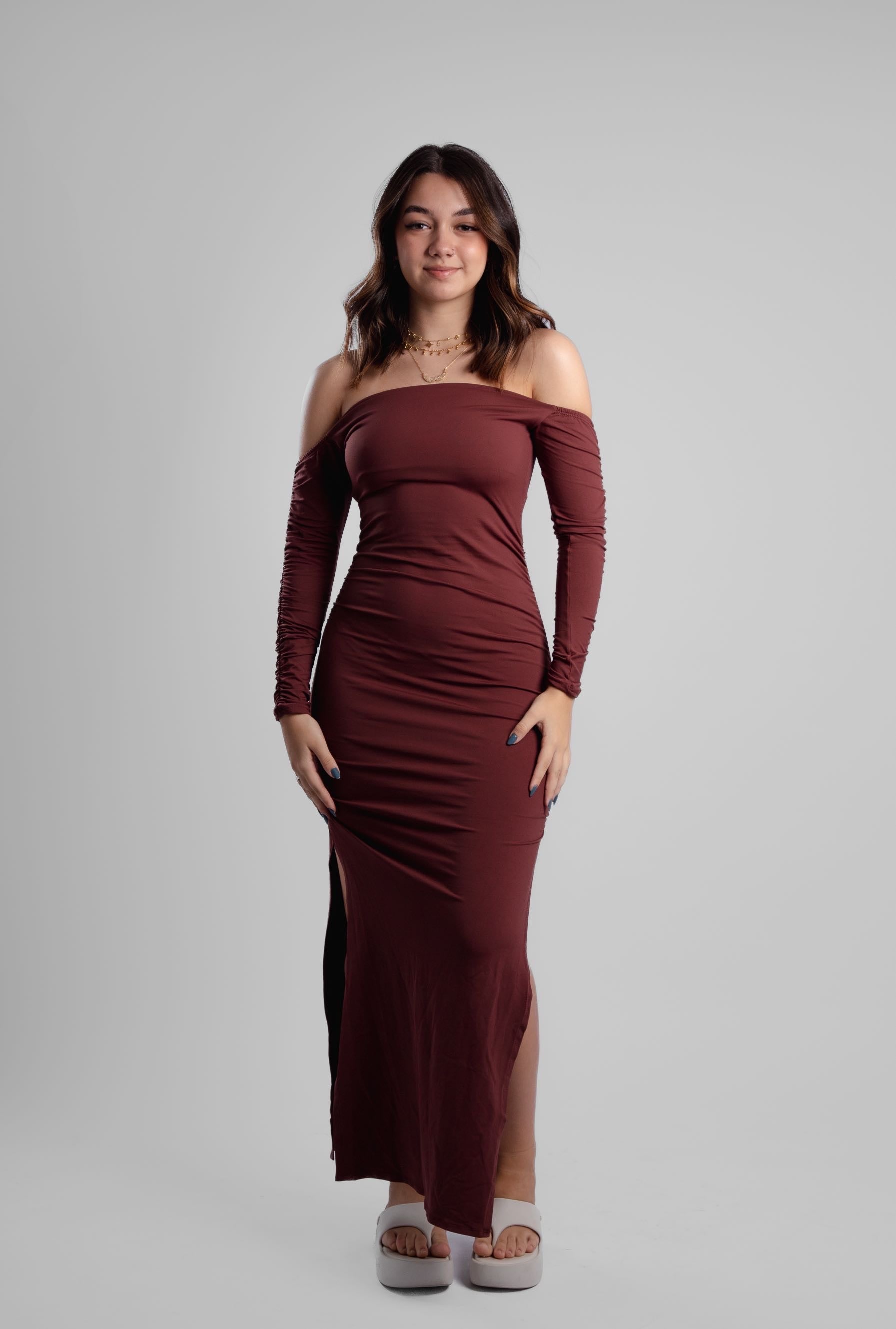 Vestido manga longa longo Munique
