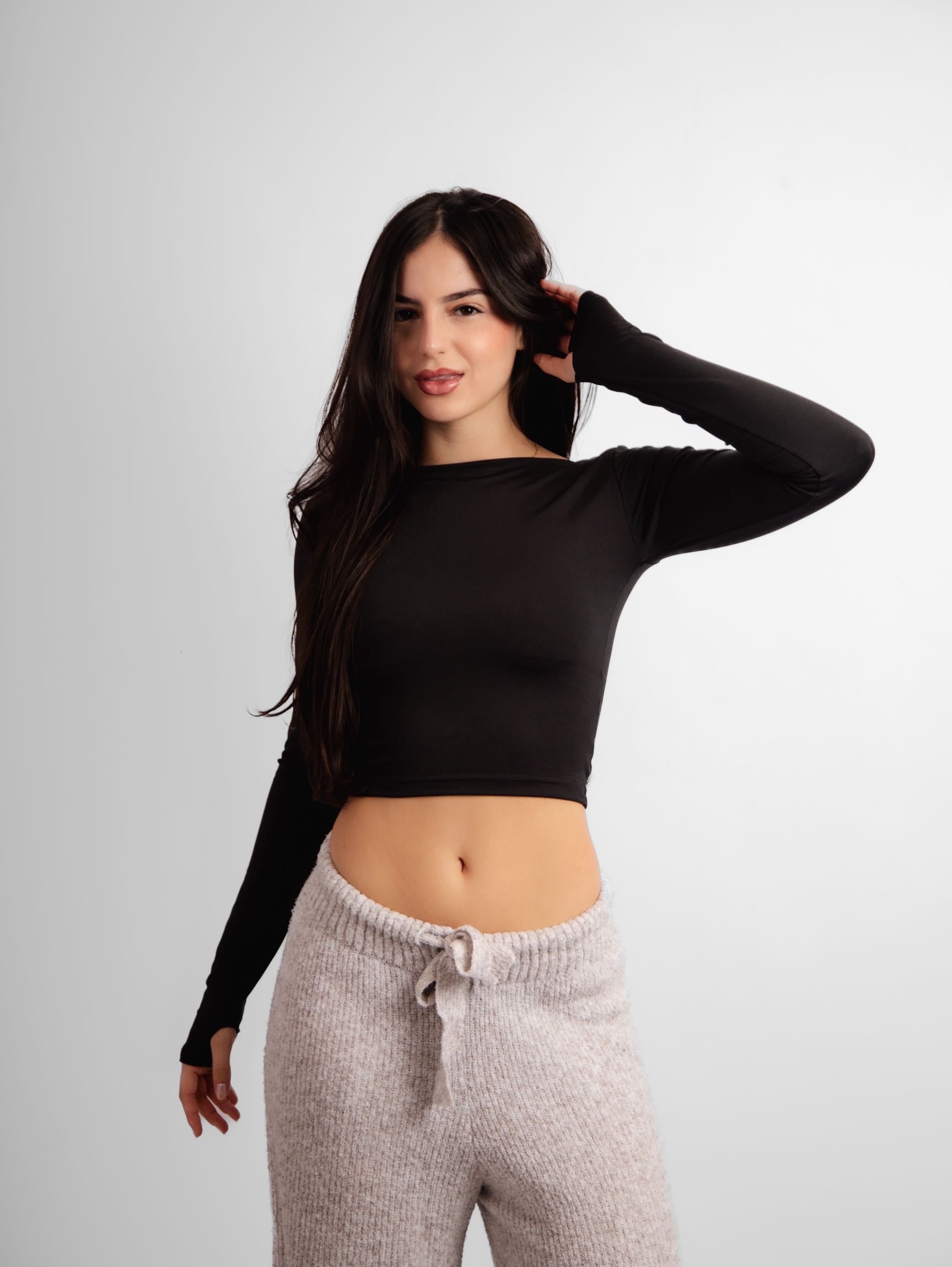 Top manga longa costas nuas Malibu