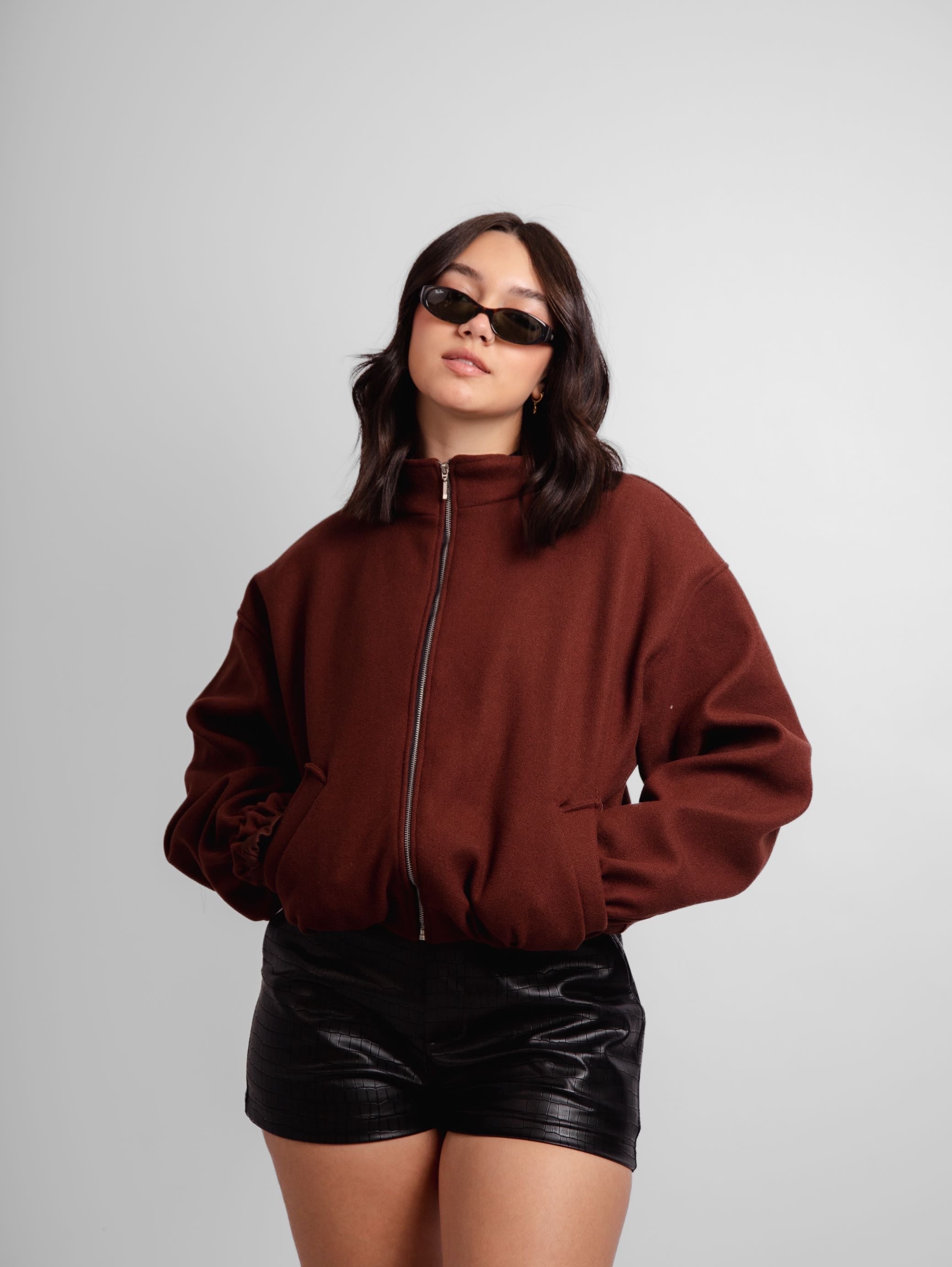 Jaqueta bomber de lã batida Sierra