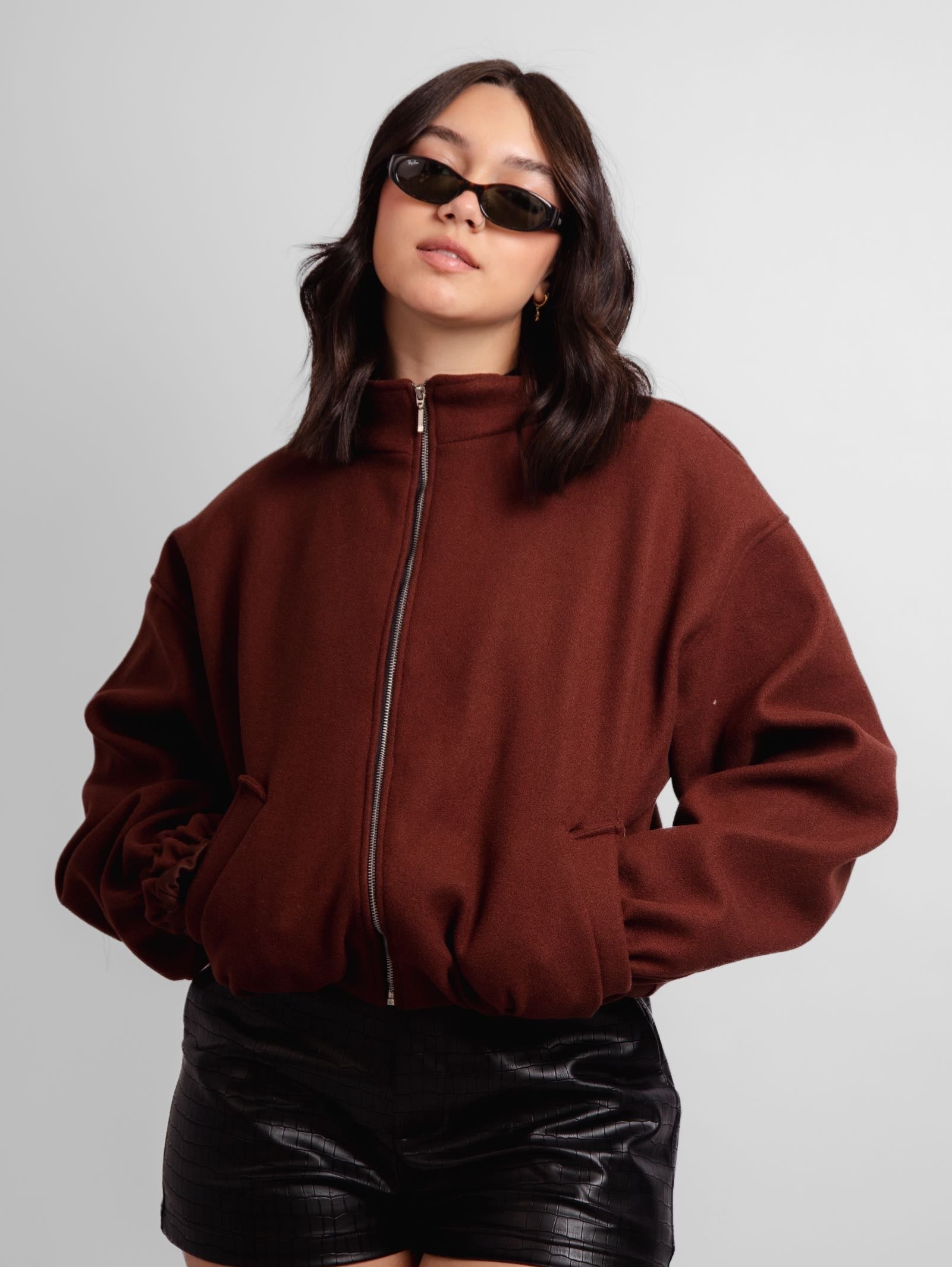 Jaqueta bomber de lã batida Sierra
